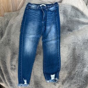 KanCan Women's Dark Blue Distressed Skinny Jeans